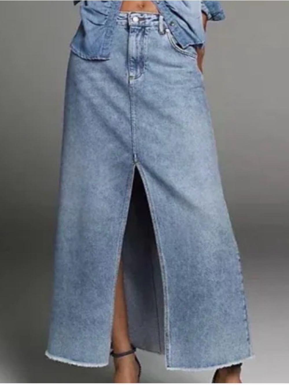 Anthropologie Pilcro The Madi Front Slit Denim Skirt Light Wash Size 8, NWT